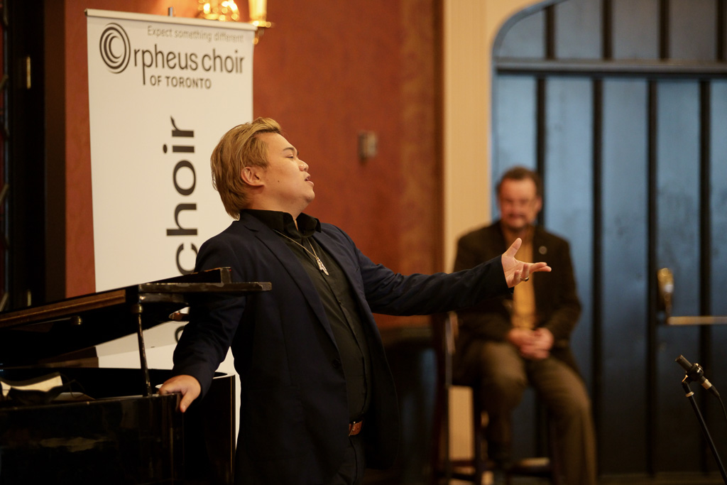 Baritone Danlie Rae Acebuque sings at the Orpheus Choir of Toronto's Sidgwick Salon