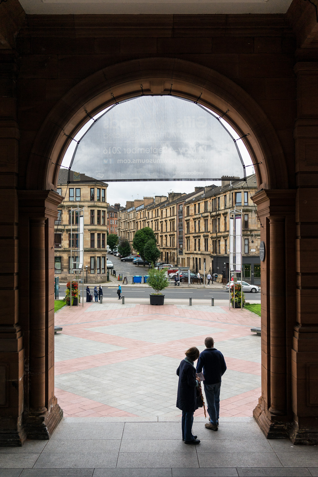 View from the southwest entrance to the Kelvingrove Art Gallery and Museum, Glasgow, Scotland