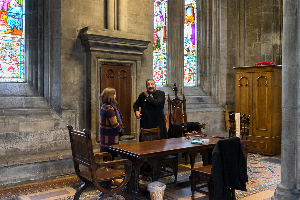 Rev. Mark Johnstone prepares for a service in the vestry of Glasgow Cathedral