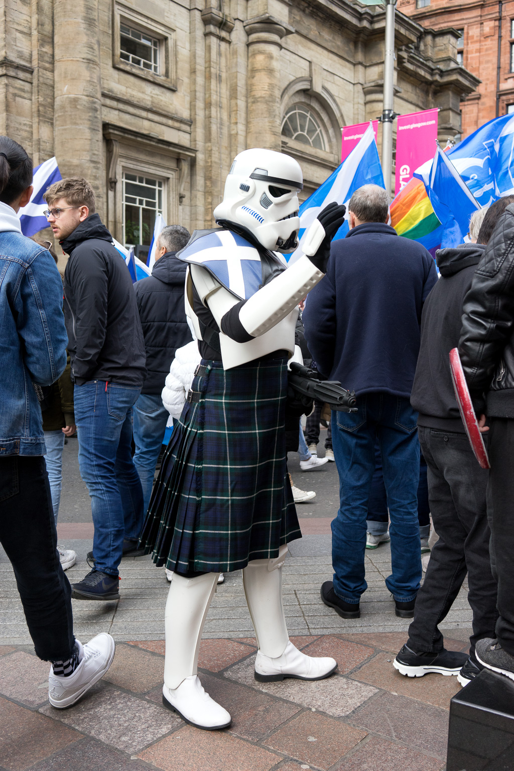A stormtrooper wears a tartan.