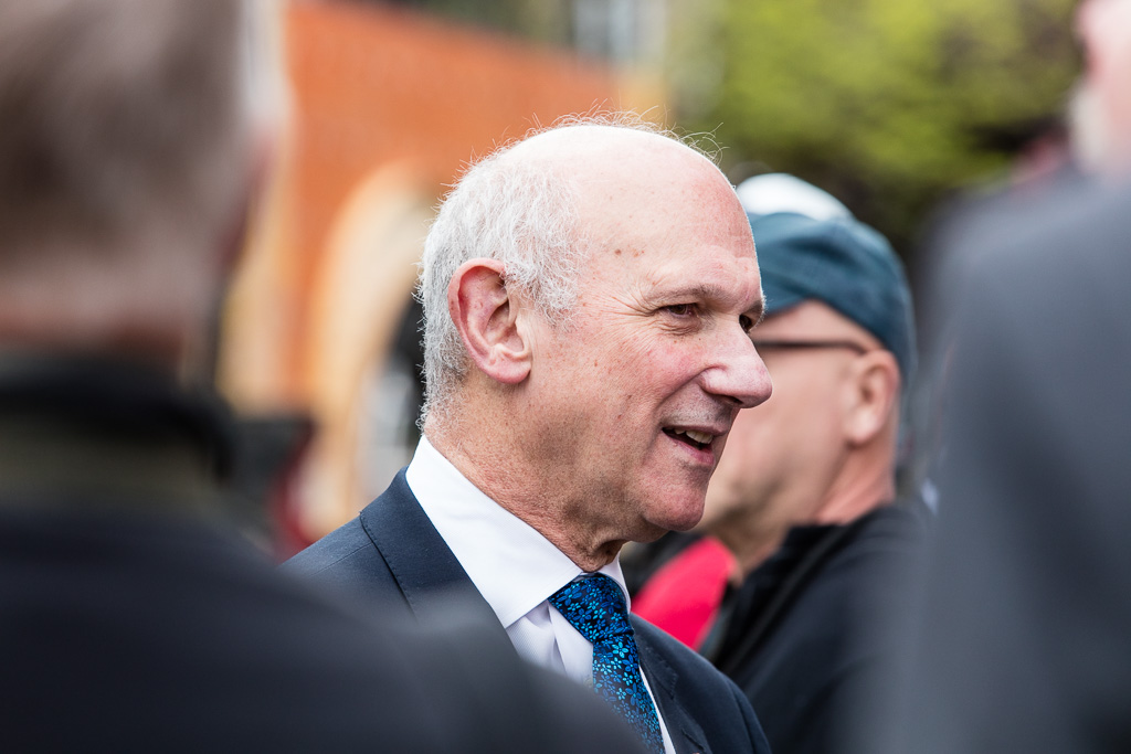 David Mirvish attends the dismantling of the Honest Ed's sign